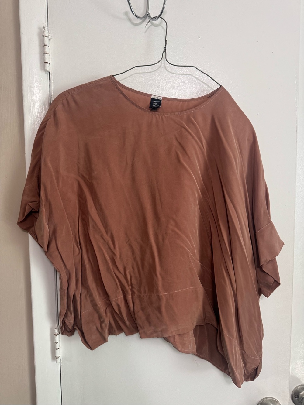 Relaxed Draped Crop Top in Rust